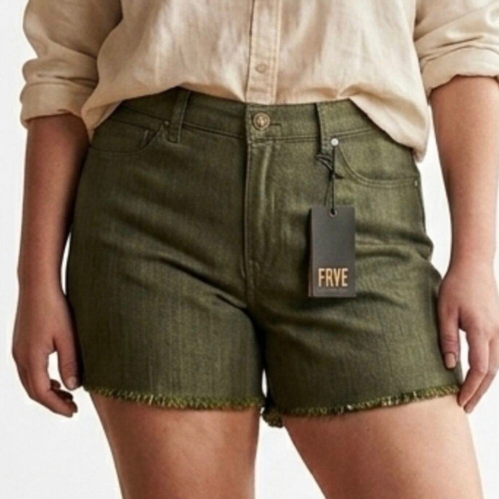 Frye Heritage Olive Cutoff High Rise Jean Shorts with 4” inseam - Size 12, NWT